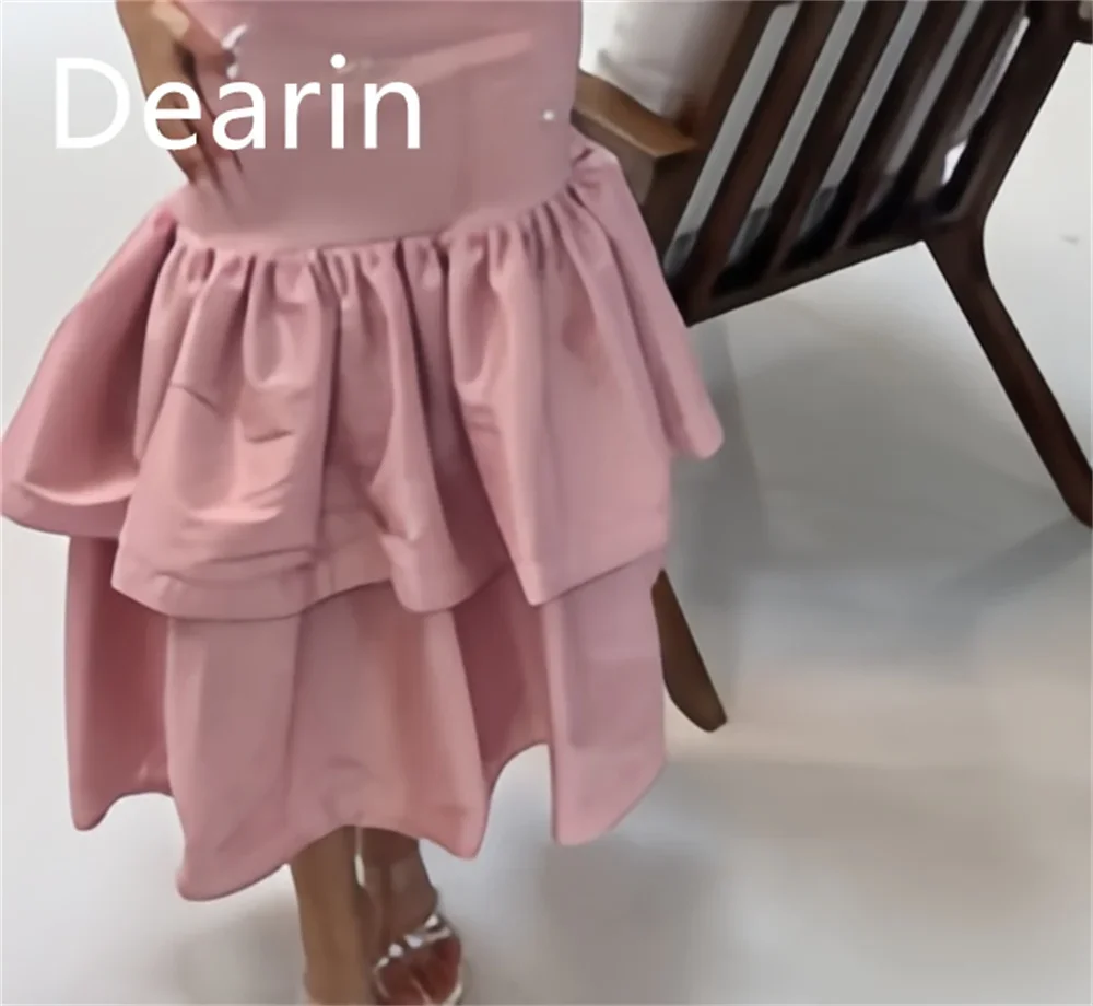 Customized Evening Gown Dearin Scoop Neckline Mermaid Ankle Length Skirts Layered Draped Bespoke Occasion Dresses Prom Saudi Ara