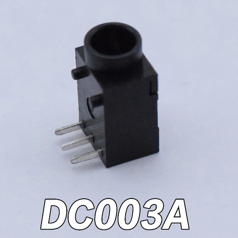 Dc socket DC003A with head three pin plug-in dc003 horizontal headless power supply charging DC socket
