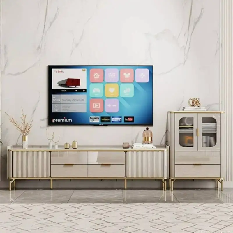 Classic Minimalist White Tv Cabinet Golden Narrow Italian Modern Living Room Tv Stands Nordic Mueble Televisor Furniture Home