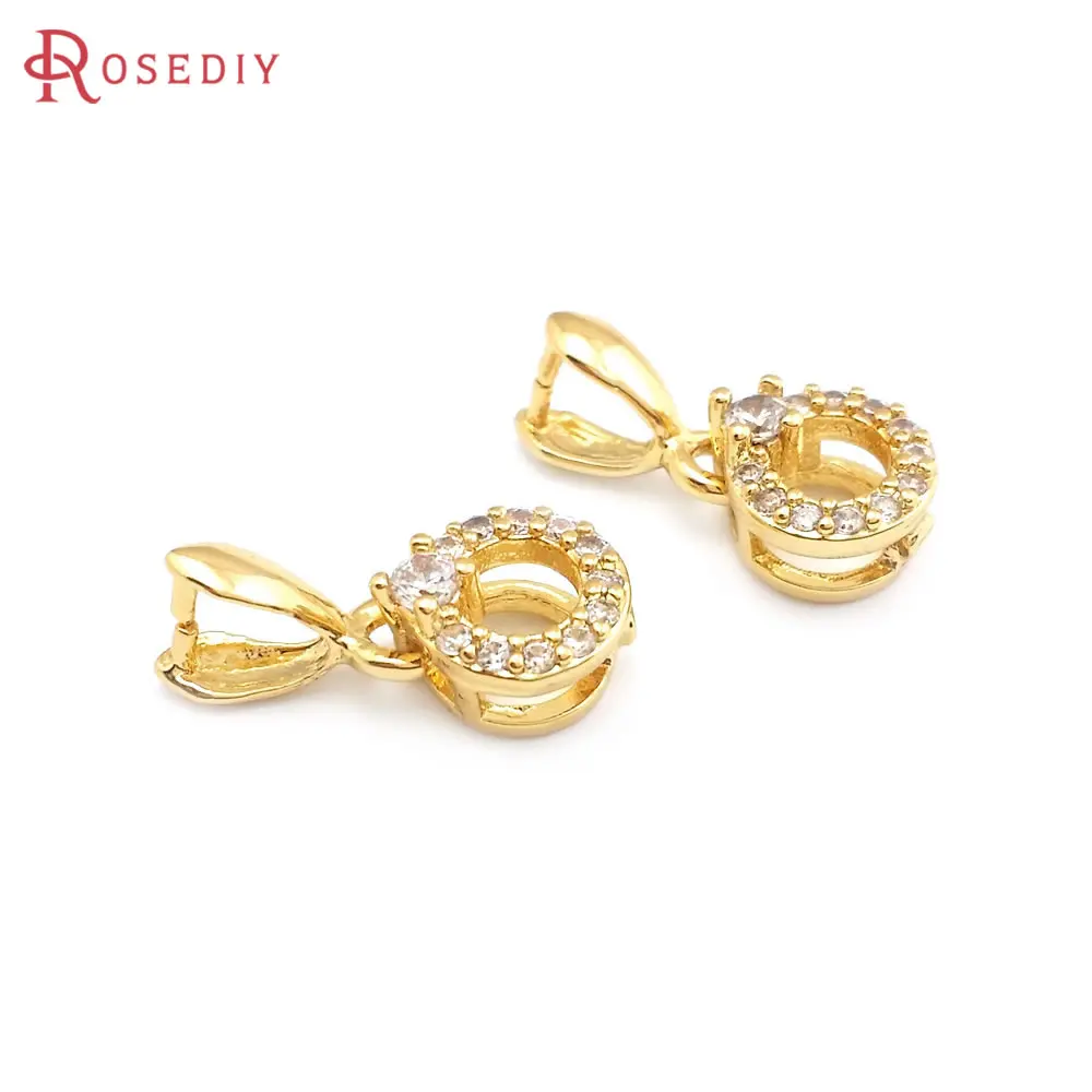 

6PCS 18K Gold Color Brass Zircon Necklaces Charms Connector High Quality Jewelry Diy Accessories