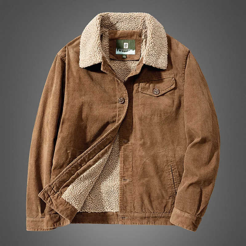 

Winter Corduroy Lapel Cotton-padded Jacket Men's Short Flight Suit Top Cotton-padded Jacket