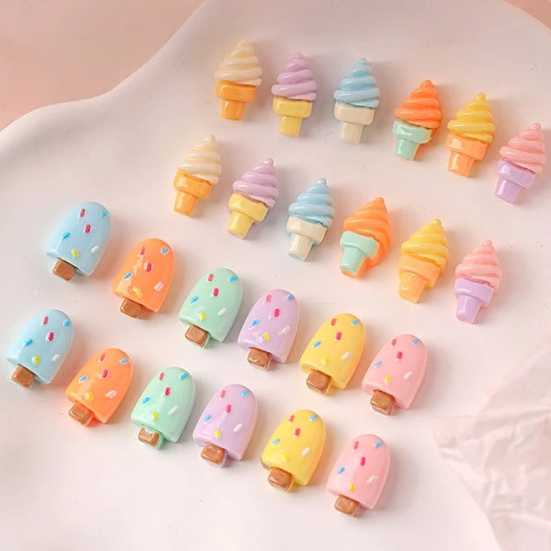 

Macaroon Color Colored Resin Ice Cream Cone Mushroom Cherry Lollipop Bowknot Cute Strawberry Carrot Nail Art Decoration Manicure