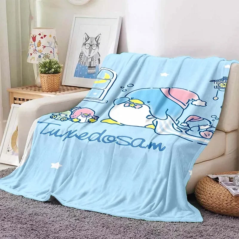 6 Sizes Sanrio Tuxedo Sam Printed Blanket Children Adult Blanket Soft and Warm Bedding for Bed Sofa Outdoor Travel Cover Blanket