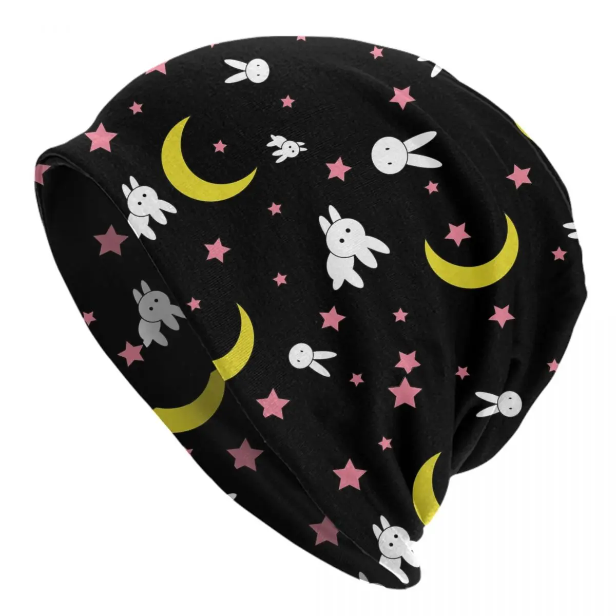 Custom Moon Pattern Skullies Beanies Caps Unisex Streetwear Winter Warm Knitting Hat Adult Kawaii Japanese Anime Bonnet Hats