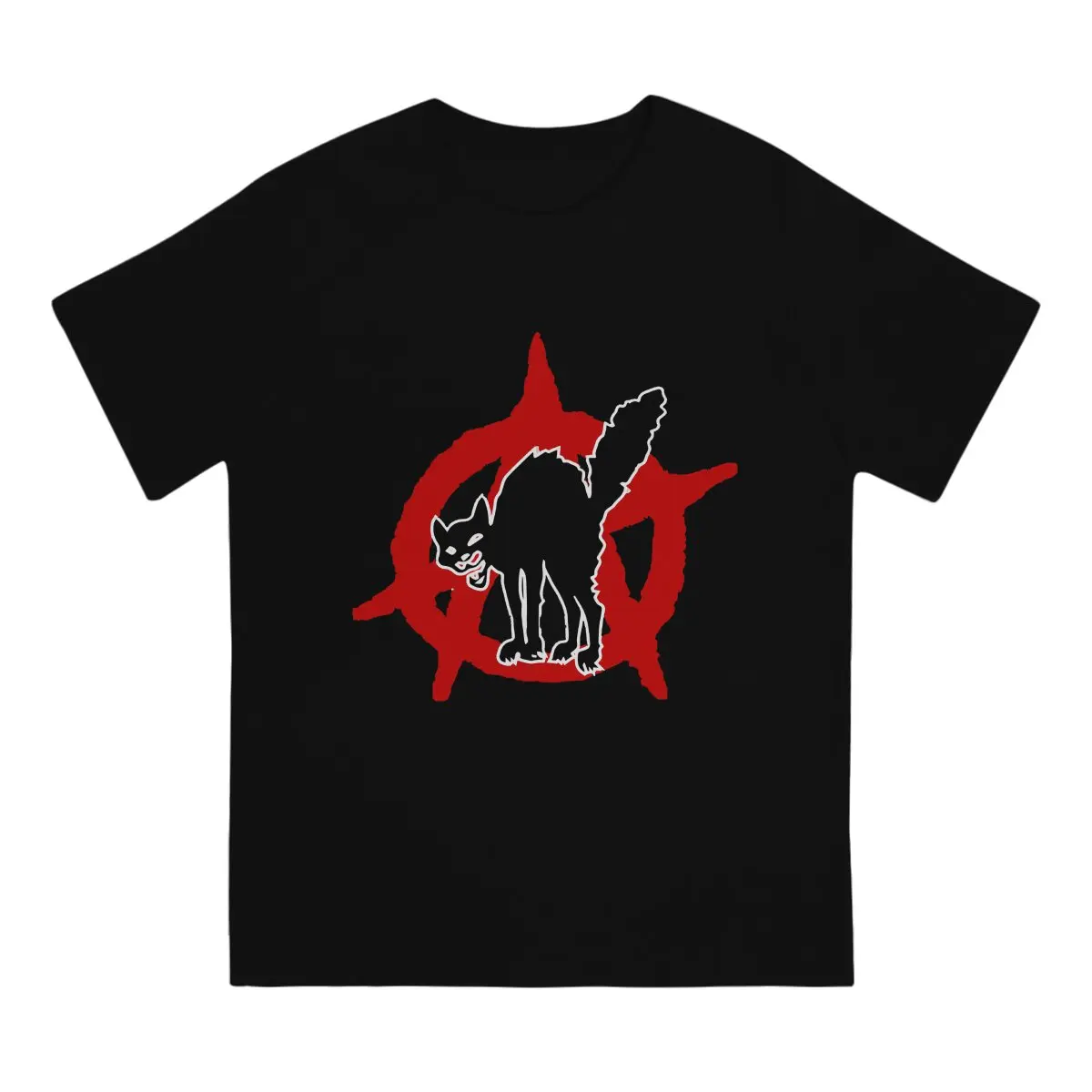 Anarchy Anarchist Symbols Black Cat T Shirt Harajuku Graphic Men's Tshirt Polyester Men Tops