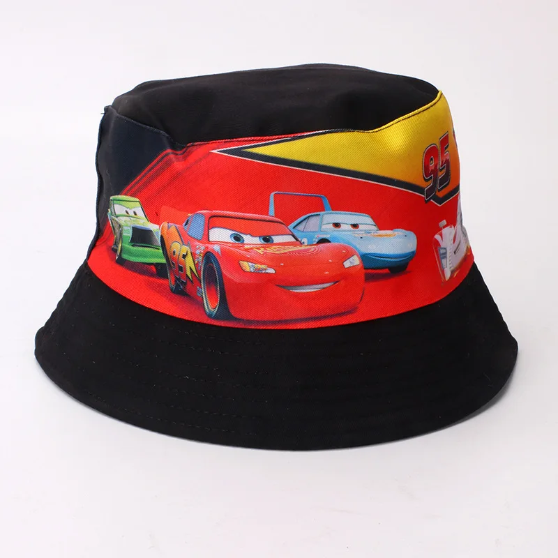 Disney Classic Cartoon Character Cars Lightning Mcqueen Kawaii Cosplay Children\'S Hat Boy Car Fisherman Hat Sun Hat 3-8 Years