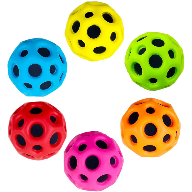 Fashion Elastic Ball Compact Anti-fall Ergonomic Design Moon Shape Porous Bouncy Ball Kids Indoor And Outdoor Stress Reliever To