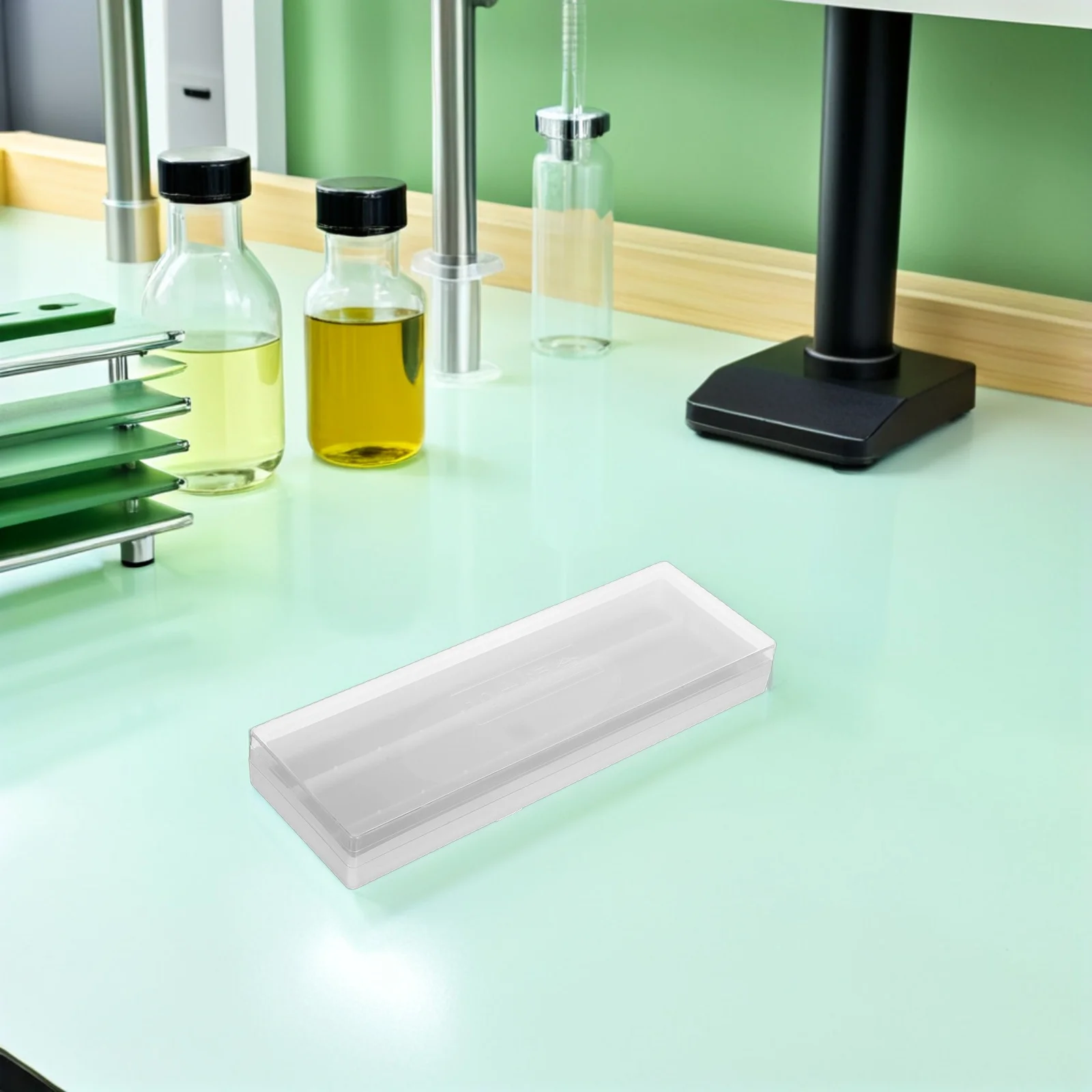 

Clear Mini Rectangle Microscope Slide Storage .79x3.93x1.57in Portable Lab Slide Holder Case Mini Rectangle Storage Box