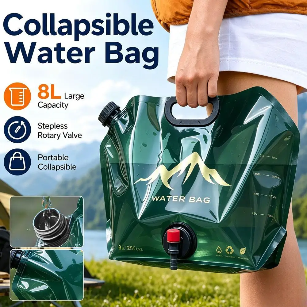 Portable Foldable Water Bag Outdoor Car Outing Water Storage Bag 8L Large Capacity Water Storage Bag