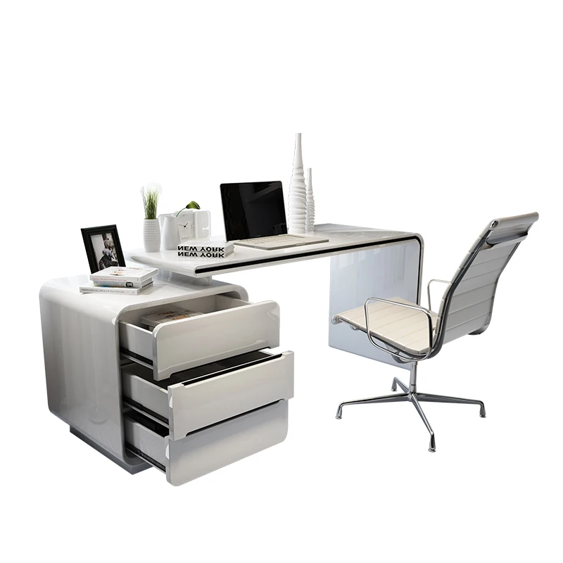 Simple modern desktop computer desk study home bedroom light luxury desk corner paint creative desk combination