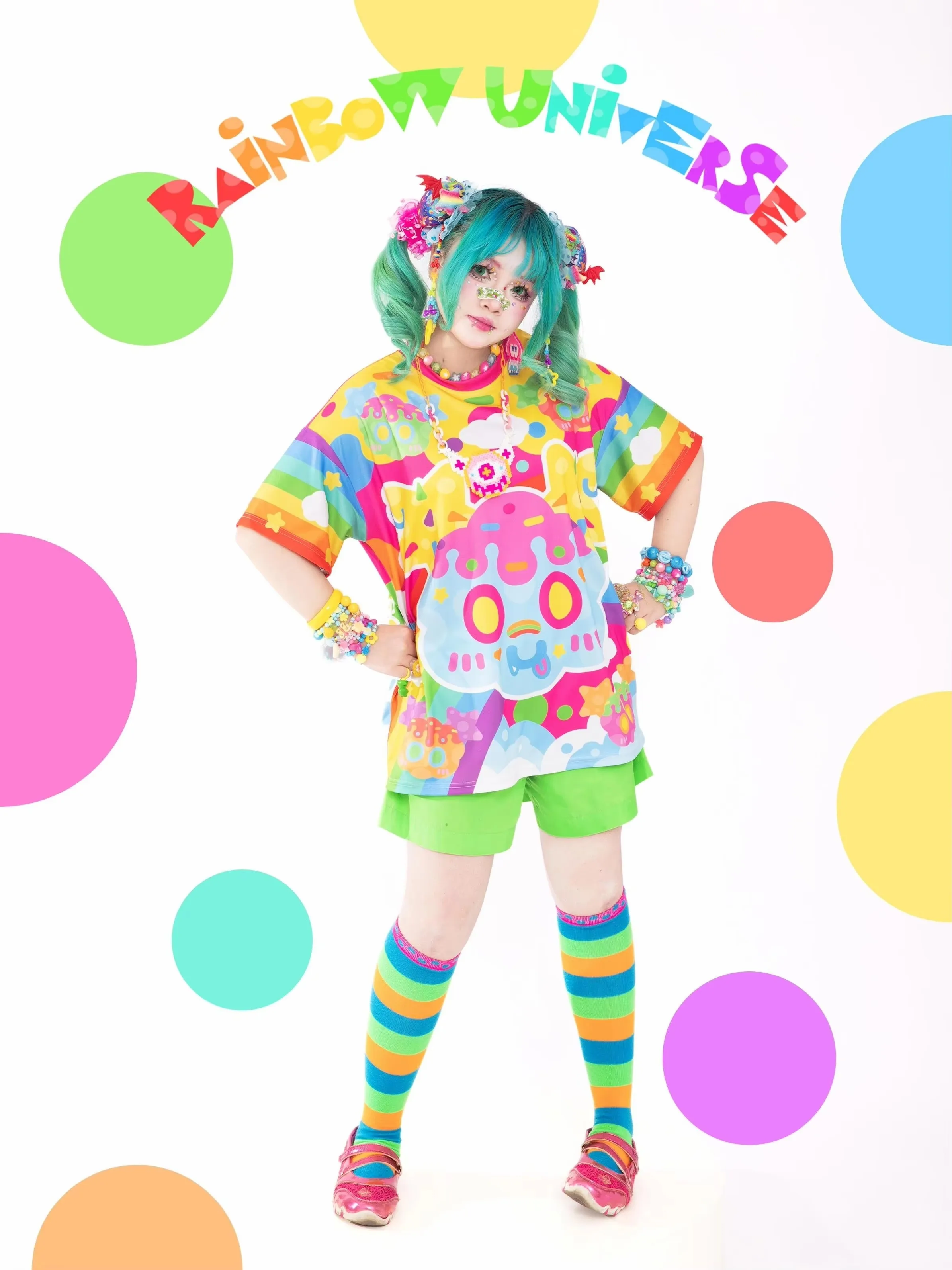 Women Crew Neck Short Sleeve T Shirt Colorful Harajuku Rainbow Cartoon Monster Cloud Star Full Over Print Loose Casual Tee Kids