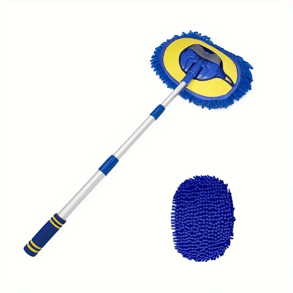 2pcs Car Wash Brush Mop Chenille Cleaning Broom Washer Microfiber Long Handle Telescopic Machine Exterior Caravan RV