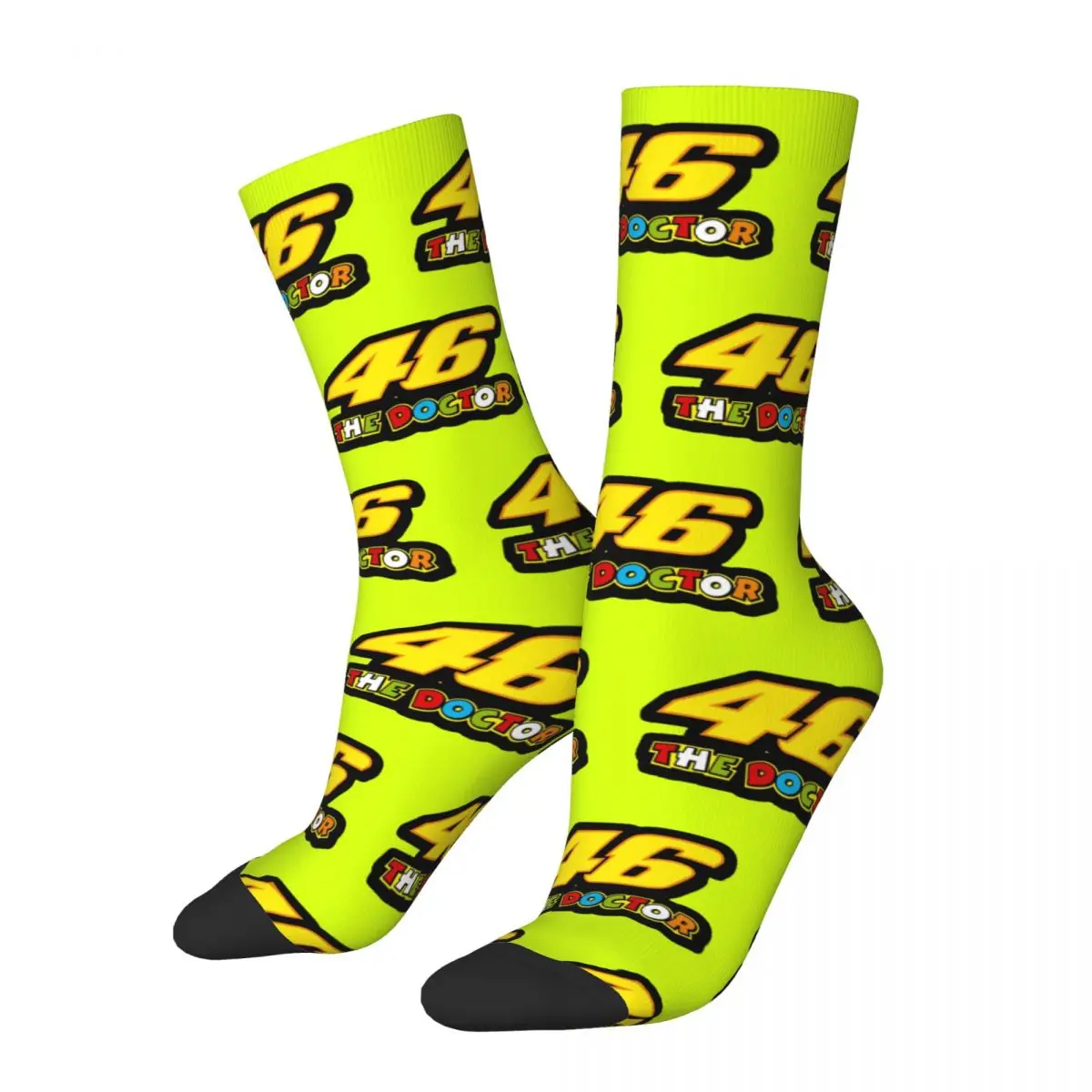 Rossi Rennnummer-Socken für Herren und Damen, Polyester, modisch, 46, Moto-GP-Socken, Neuheit, Frühling, Sommer, Herbst, Winter, mittlere Röhrensocken, Geschenk