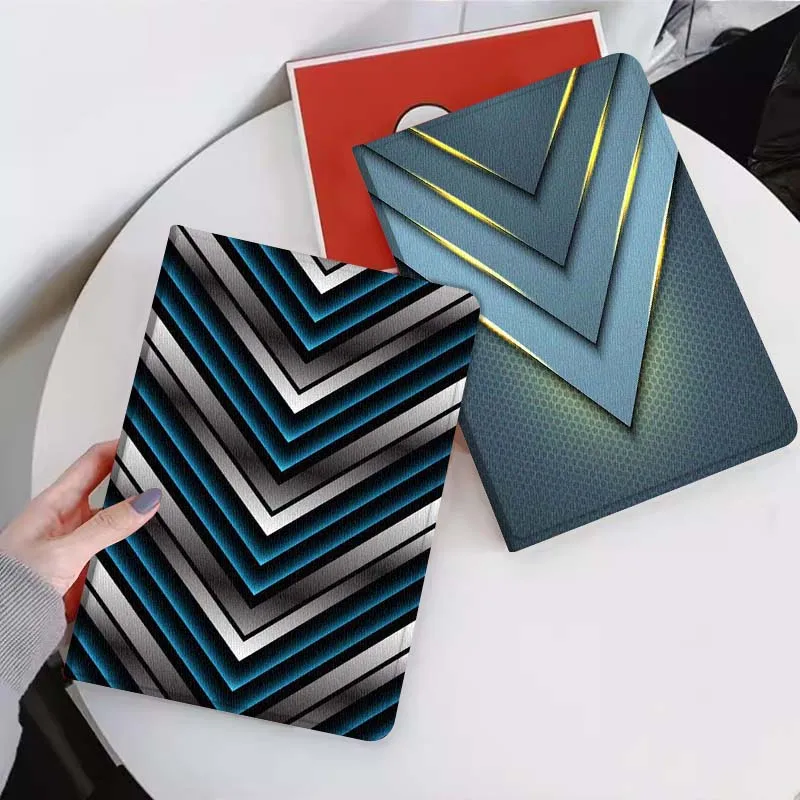 

Blue Gray Chevron Cool For Xiaomi Mi Pad Mini 4 5 6 7 SE Pro Plus Redmi Pad 2 SE 2025 8.8 11 Foldable Tablet Case Gift