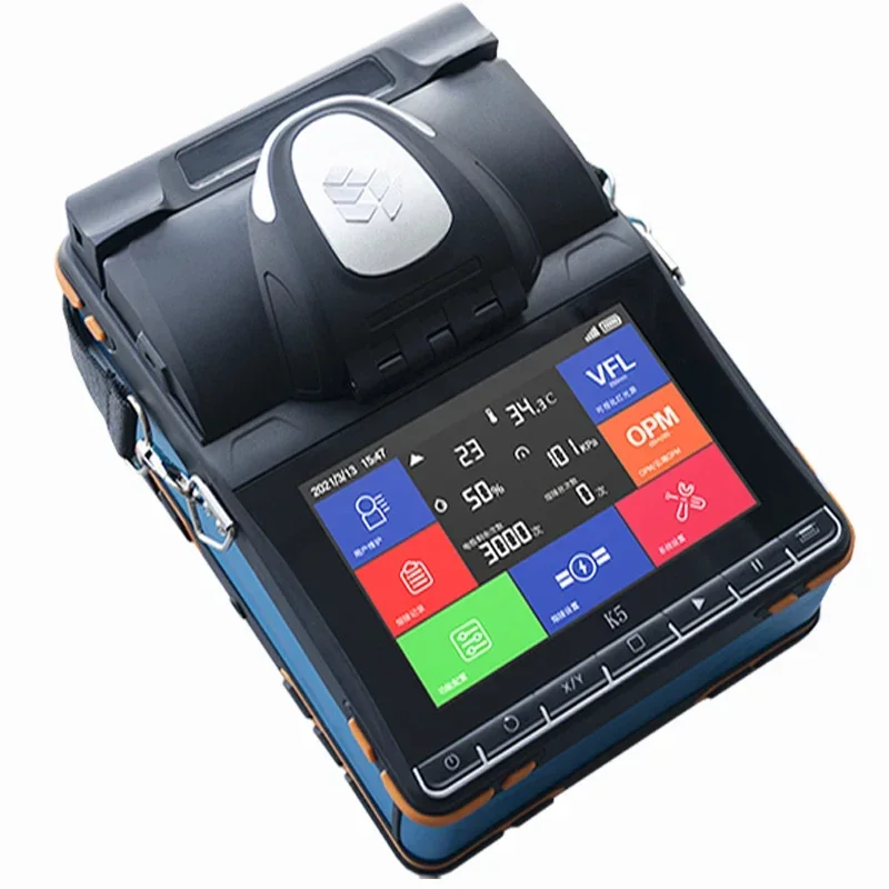 

New K5 Automatic Optical Fiber Fusion Splicer 6 Motors 8s Welding Fusion Splicer Machine with OPM Optical Power Meter and VFL