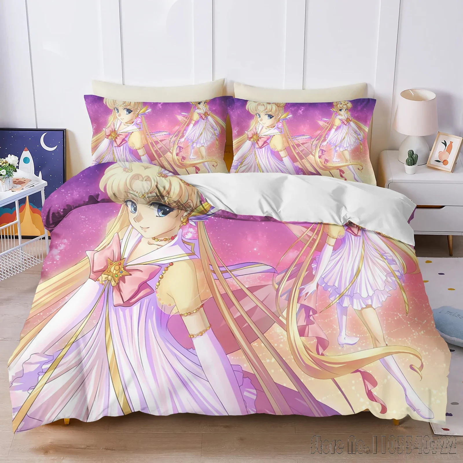Anime S-Sailor Moon Home Love Child Duvet Cover Set HD Comforter Cover Bedclothes for Kids Bedding Sets Bedroom Decor