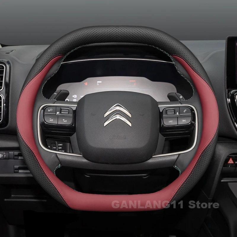 

Leather Car Steering Wheel Cover For Citroen e-Berling 2024 2025 ultra-thin Auto interior Citroen e Berling Accessories 2025
