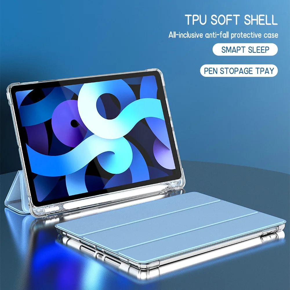 For iPad Air Pro Mini 10.9 11 9.7 10.2 8.3 12.9 13 11th 10th 9th Generation Trifold Stand Flip Smart Cover Soft Pencil Holder - Image 5