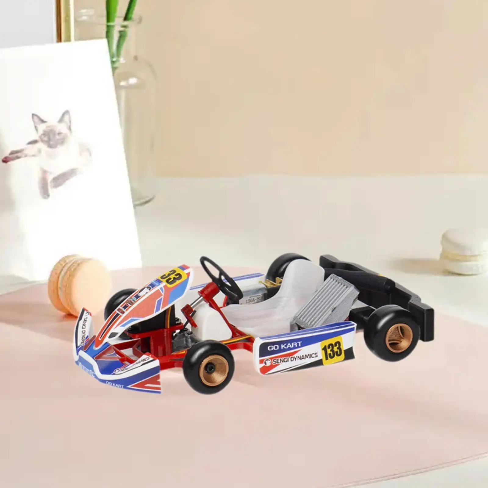 1/32 Scale Mini Remote Control Kart Model Kit Multifunctional,High Performance Gifts RC Kart Accessory for Kids,Children Teens