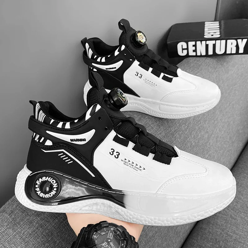 

Mens Sneakers with Rotating Buckle Comfy Non Slip Lace up Durable Shoes for Mens Outdoor Activities
