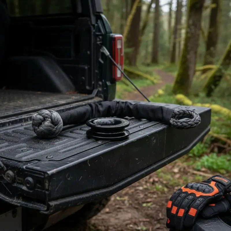 【CR】Professional Off-Road Recovery Ring Snatch Block Soft Shackle Heavy Duty Tow Winch Rope for ATV UTV Truck Rescue