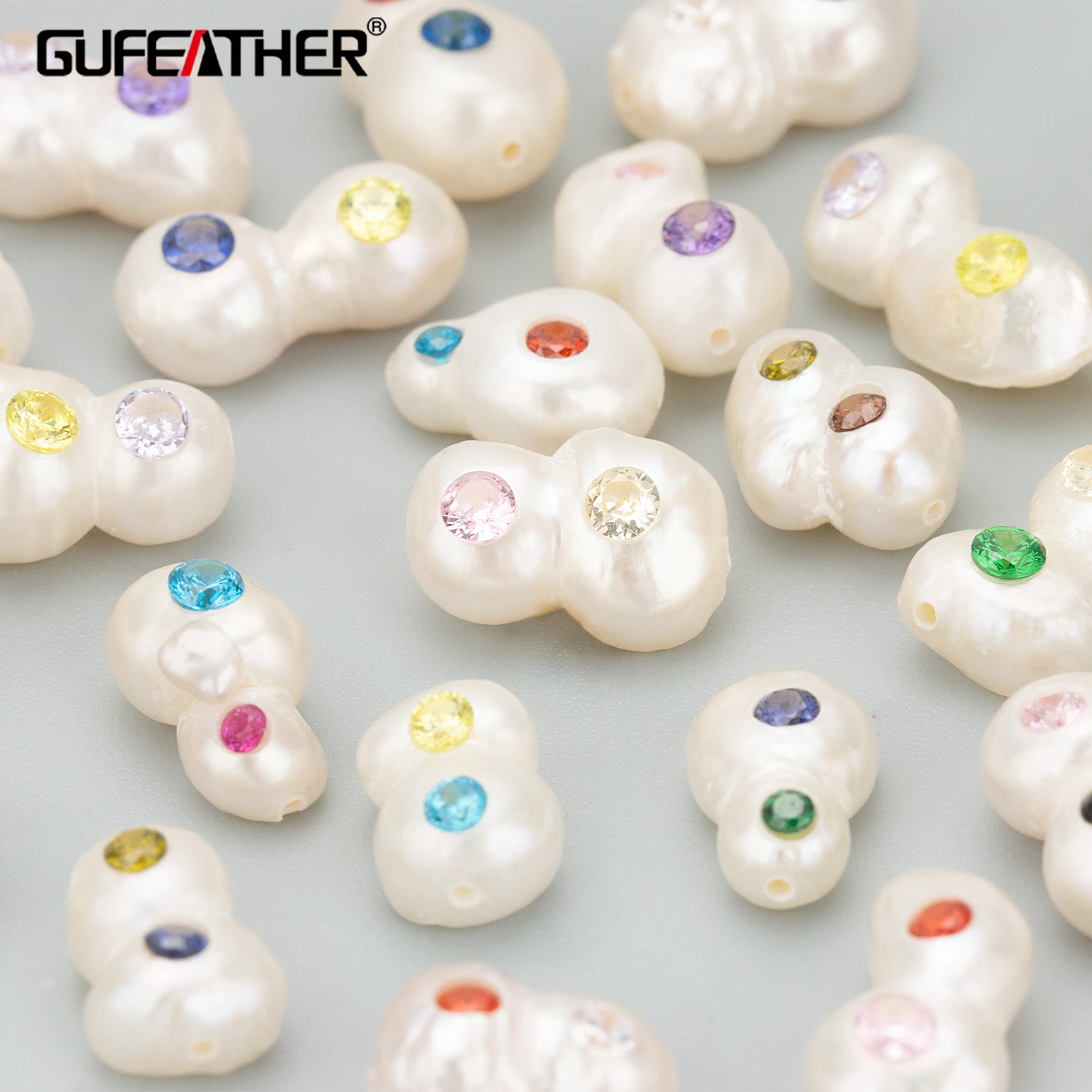 

GUFEATHER ME08,jewelry accessories,natural pearl,hand made,pearl with zircons,charms,diy pendants,jewelry making,4pcs/lot