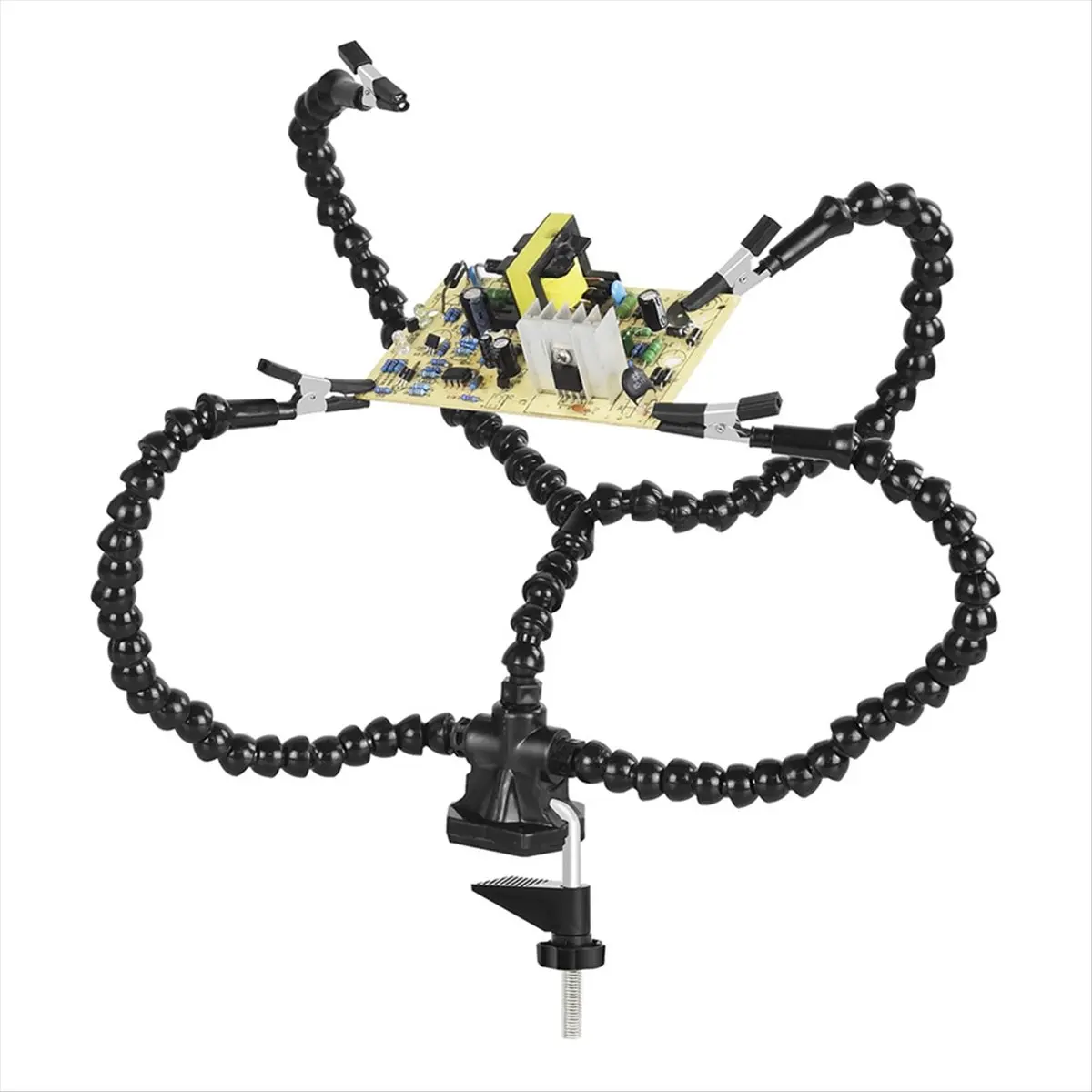 A1902FHOT]Helping Hands Soldering, Third Hand PCB Circuit Board Holder Flexible Arms with Desk Clamp Base for Electronic Boar