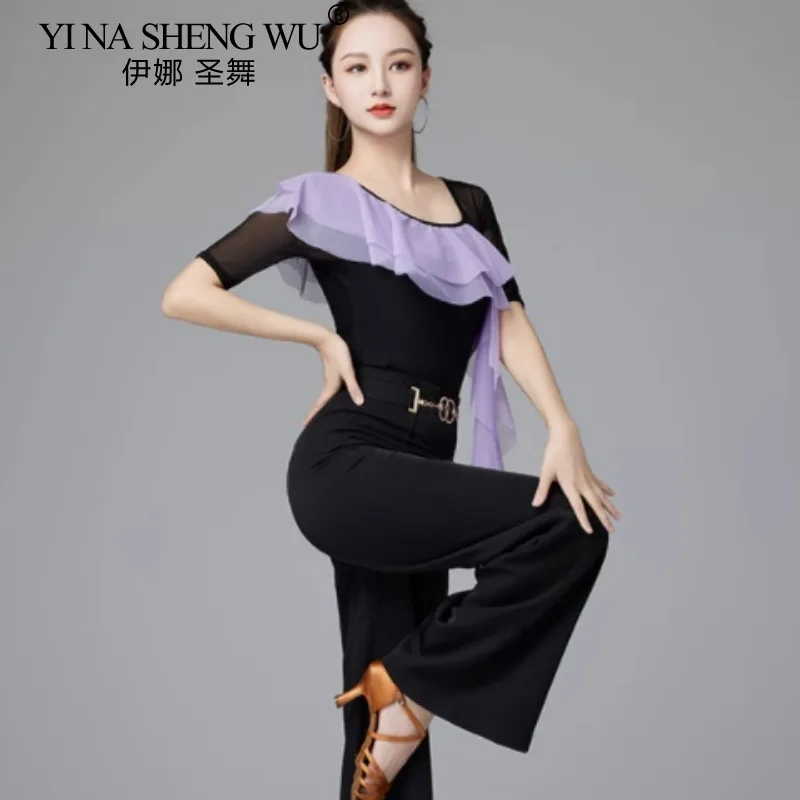 Sexy Latin Dance Top Vrouwen Moderne Dansen Wals Prestaties Bodysuit Ballroom Dans Nationale Standaard Dans Praktijk Top