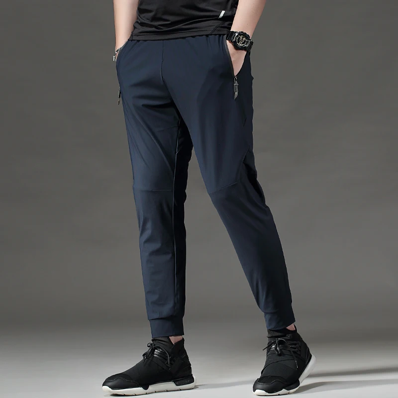 Running Jogging Pants Fitness Sport Training Long Trousers Four Seasons Slim Zipped Pockets Man Elastic Waist Sweatpants