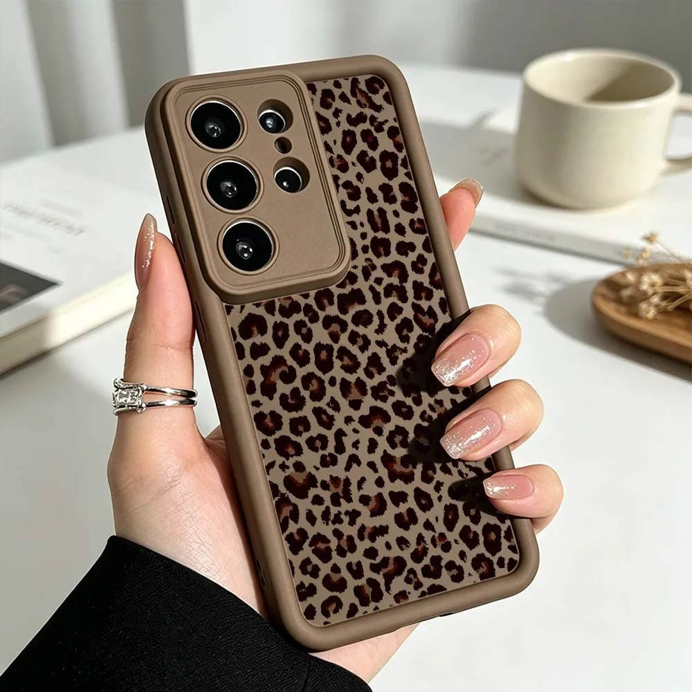 Design Leopard Pattern Phone Case For Samsung Galaxy S26 S25 S24 S23 S22 S21 S20 Ultra Plus FE Eye Ladder Silicone Cover