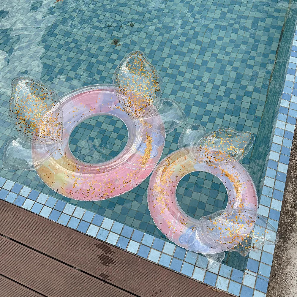 Anello da Nuoto per Bambini 2026 con Ali di Farfalla in Paillettes, Galleggiante Ascellare in PVC Ispessito Virale su INS, per Principianti, Divertimento Acquatico Gonfiabile per Piscina