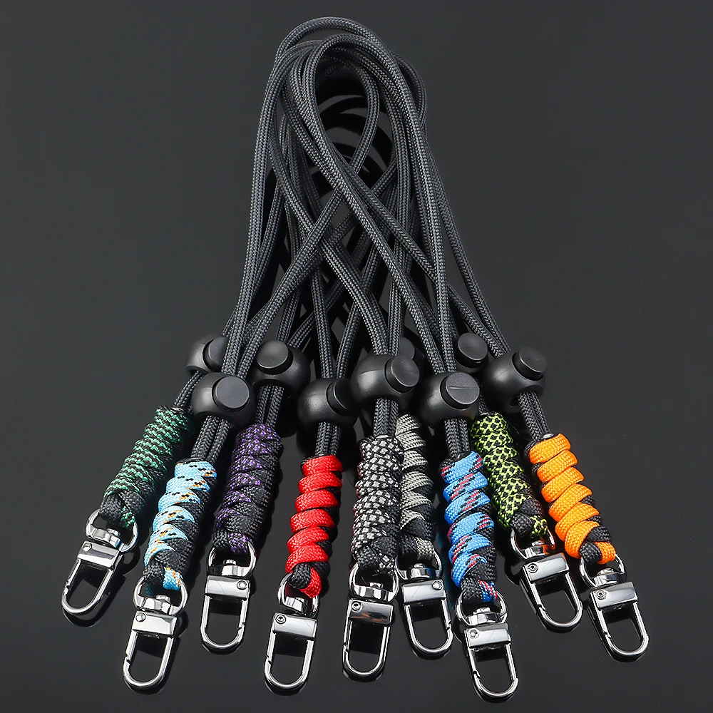 1Pc Paracord Keychain Lanyard Rotatable Buckle Parachute Cord Outdoor Emergency Survival Backpack Key Ring Neck Hanging Rope