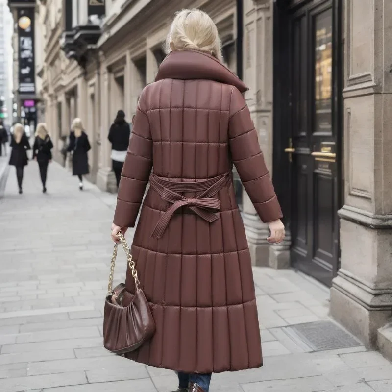 Chaqueta larga impermeable para mujer, Parka holgada con cremallera, abrigo de algodón grueso, ropa de abrigo cálida, invierno, 2024