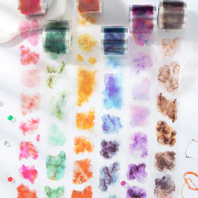 3 rolls Color Breath Series Watercolor Die-cut Tape Handbook Material Collage DIY Photo Frame Scrapbook Diary Postcard Card