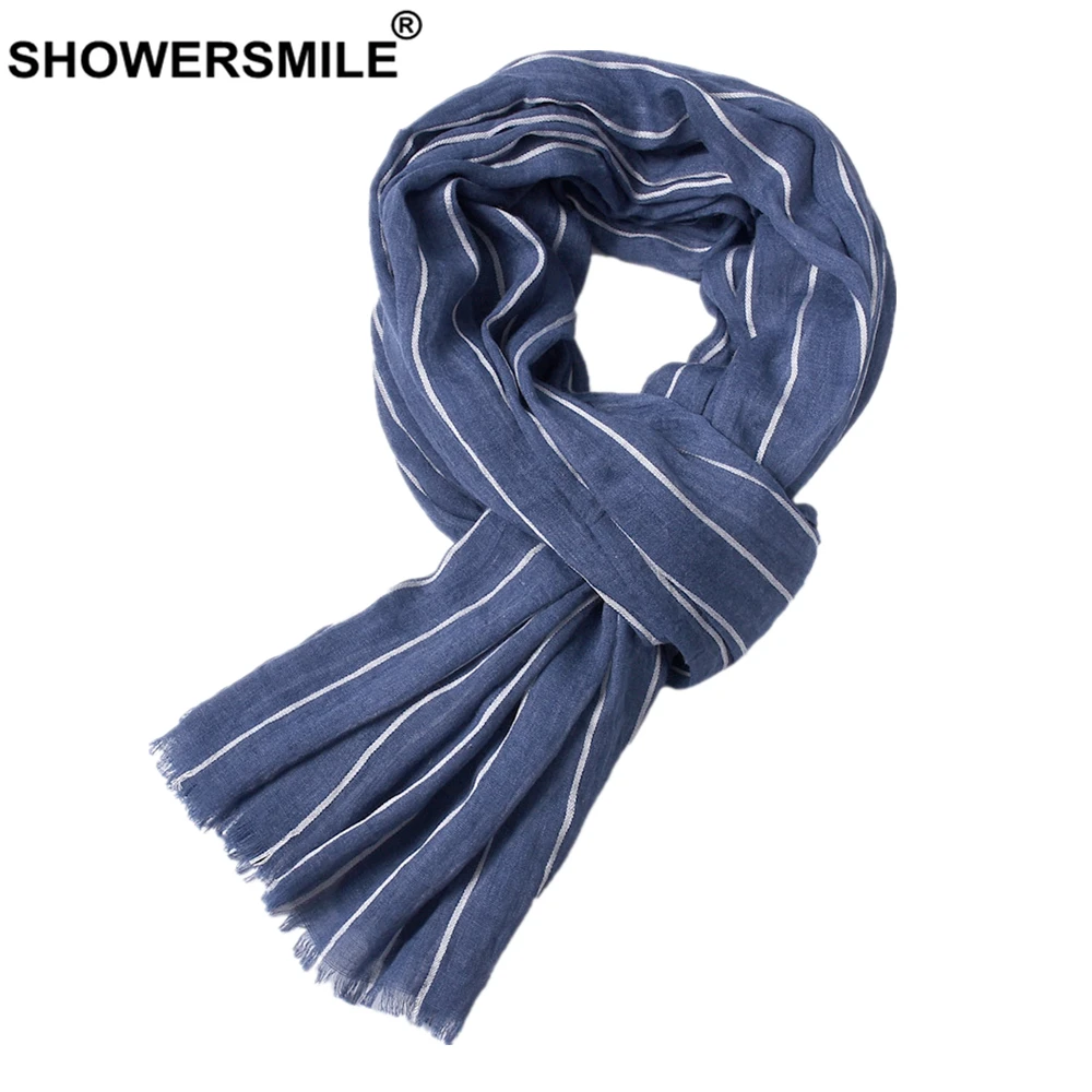 SHOWERSMILE Striped Men Scarf Fashion Warm Male Winter Scarf Blue Red Black Scarf Men Accessories 190cm*100cm