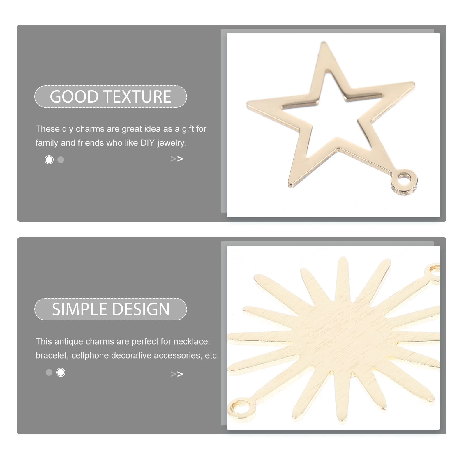 

30pcs Geometric Hollow Out Pendants Alloy Charms For Diy Jewelry Making Necklace Bracelet Keychain Craft Sun Moon Star