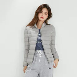 90% White Duck Down Women Short Puffer Jackets 2024 New Korean Slim Ultra Lightweight Packable Autumn Winter Warm Down Coat