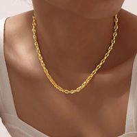 Trendy Handmade Chain Necklace for Women,Stainless Steel Gold Color 5MM Width Necklaces,Fashion Jewelry Gifts