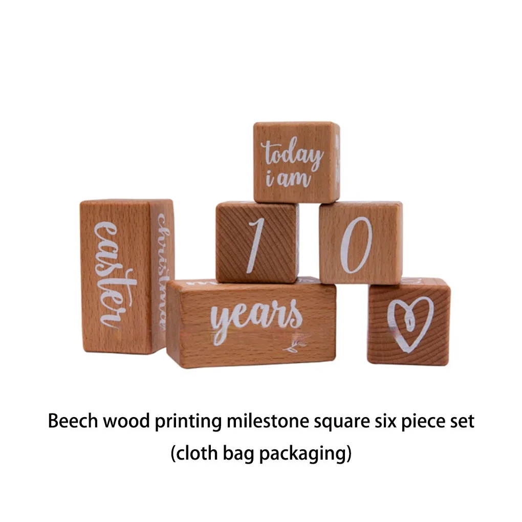 6 Pieces/Set Baby Milestone Block Printing Replacement Photography Prop