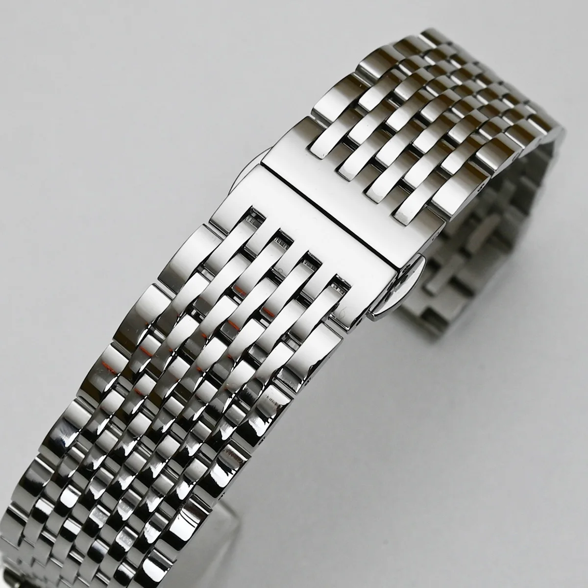 Edelstahl-Uhrenarmband mit gebogenem Ende, 18 mm, 19 mm, 20 mm, 21 mm, 22 mm, Ersatzarmband, Schmetterlingsverschluss, Uhrenarmband, Armband, Silber, Gold