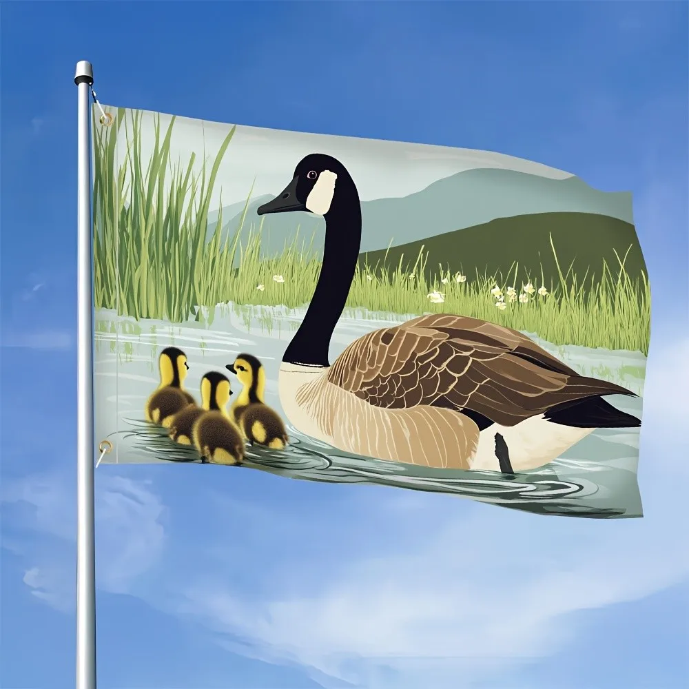Canada Goose and Goslings Flag Durable Polyester Outdoor Garden Decoration Home Accent