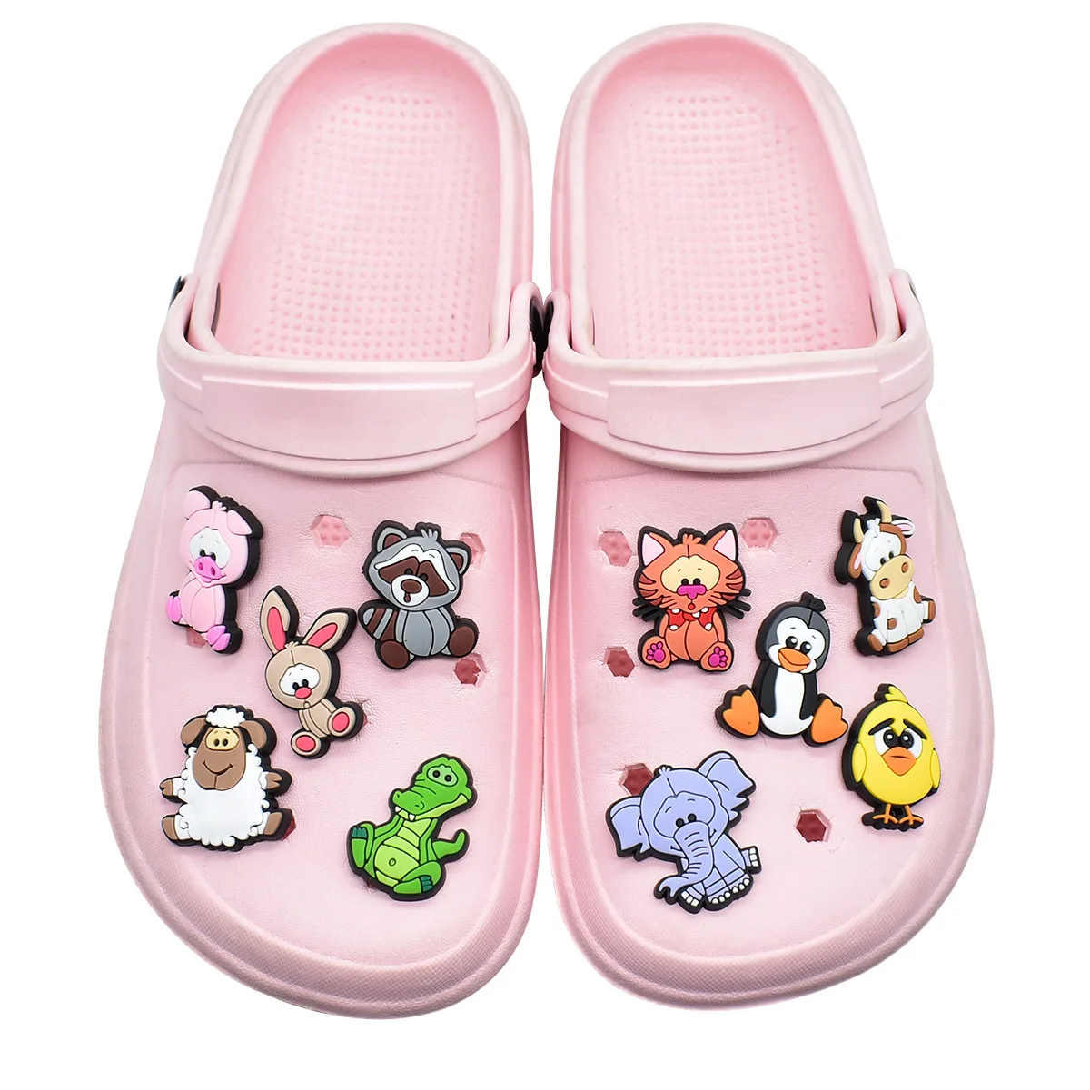 26pcs Cute Animal Shaped Clog Charms Soft PVC Detachable Shoe Buttons Lovely Cartoon Pet Waterproof DIY Shoe Decor Accessories