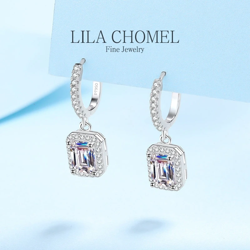 Classico PT950 Platino scintillante femminile 1/2ct Moissanite Orecchini pendenti per le donne Un paio di diamanti per ragazze Regalo di compleanno popolare carino