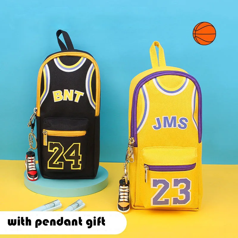 2025 New Basketball Sports Lovers Stand Pencil Case Stationery Boy Children Kawaii Pencil Case Boy Stationery Bag