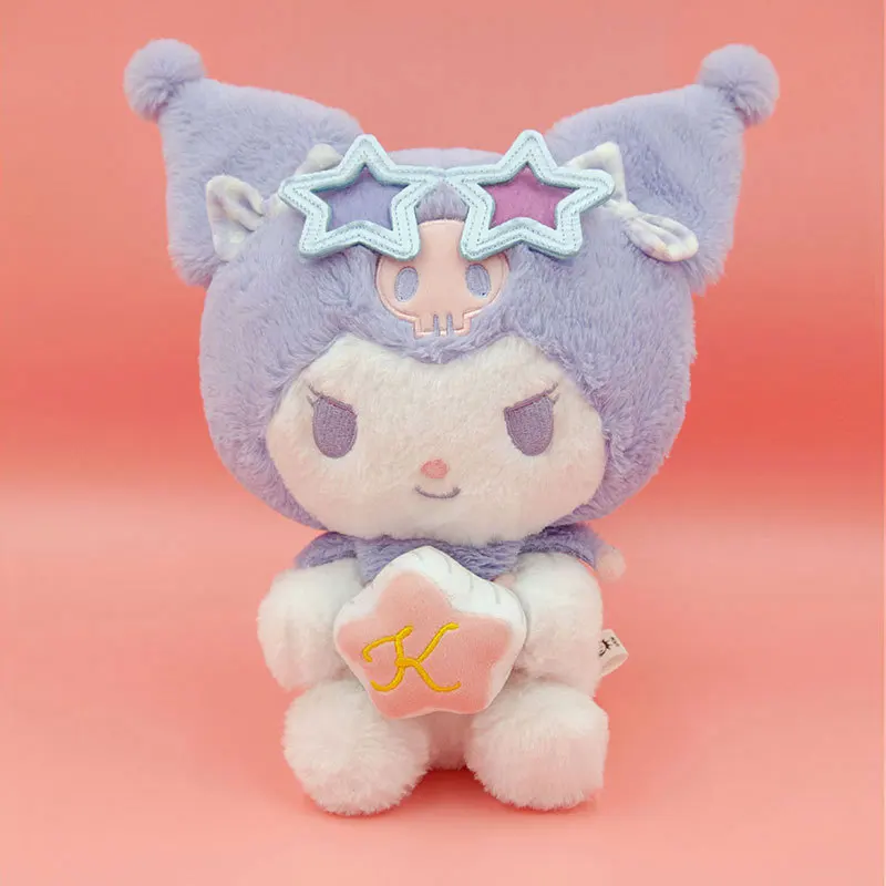 

Плюшевый брелок Sanrio Cinnamoroll Kuromi My Melody Pochacco в очках с сердечками и звездами, милая мягкая игрушка, кавайный подарок