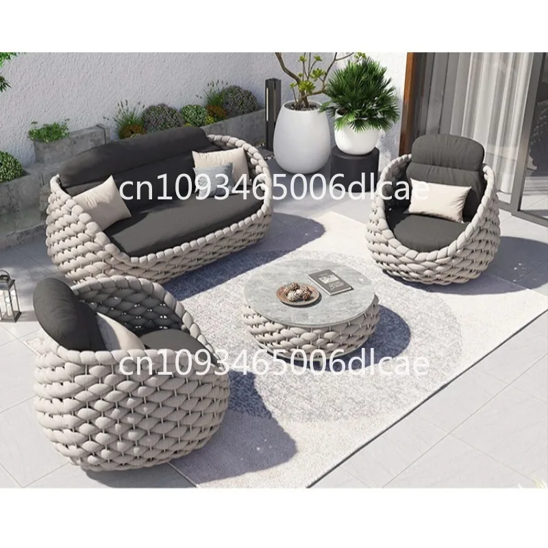 Outdoor sofacourtyard villa set chair tea tablefurniture combination terrace light room waterproof sun protection rattan leisure