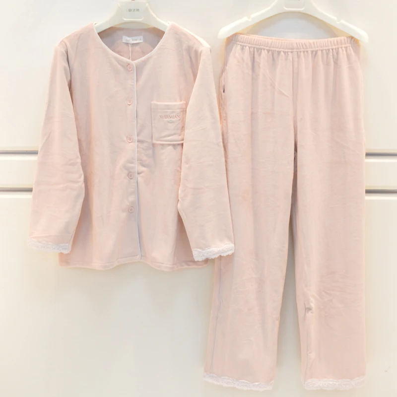 xuerian-ladies'-sleepwear-round-neck-long-sleeve-thin-fleece-leisure-home-clothes-set-autumn-winter-warm-home-fashion-style