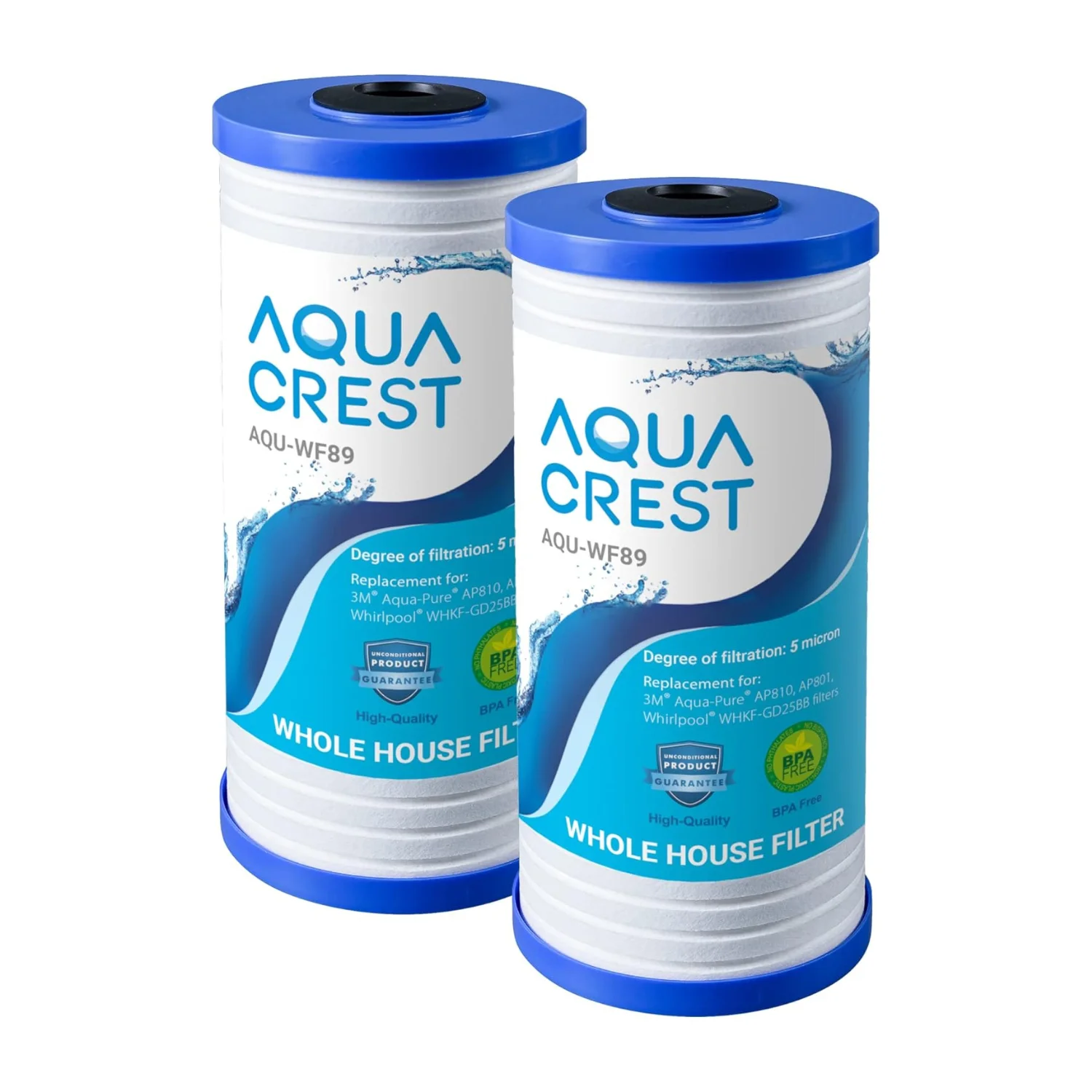 AQUA CREST AP810 reemplazo de filtro de agua para toda la casa, 3M®Aqua-Pure®AP810, AP801, AP811, Whirlpool®WHKF-GD25BB, 5 micras