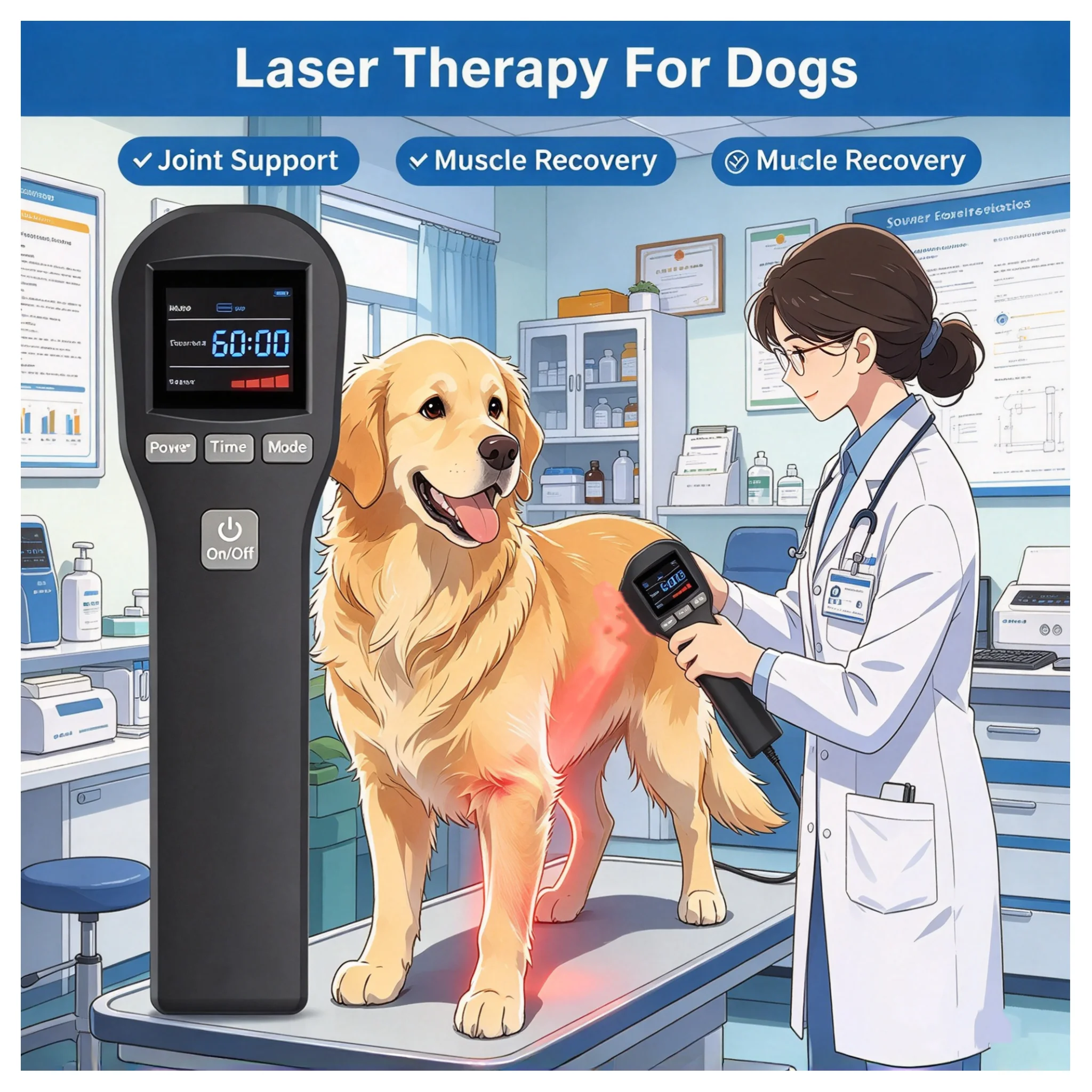 Toponechoice Class IV LLLT Red Light Cold Laser Physiotherapy Device 880W Handheld Massager for Arthritis Sciatica Pain Relief