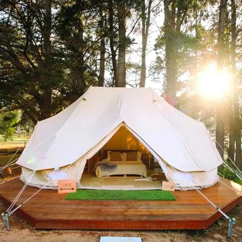 Camping Tents 8 Persons Waterproof Outdoor Family Tourist Tent with Stove Canvas Tents